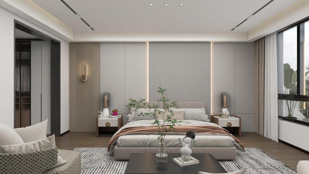 龍湖九里晴川-現(xiàn)代簡約-臥室設計效果圖